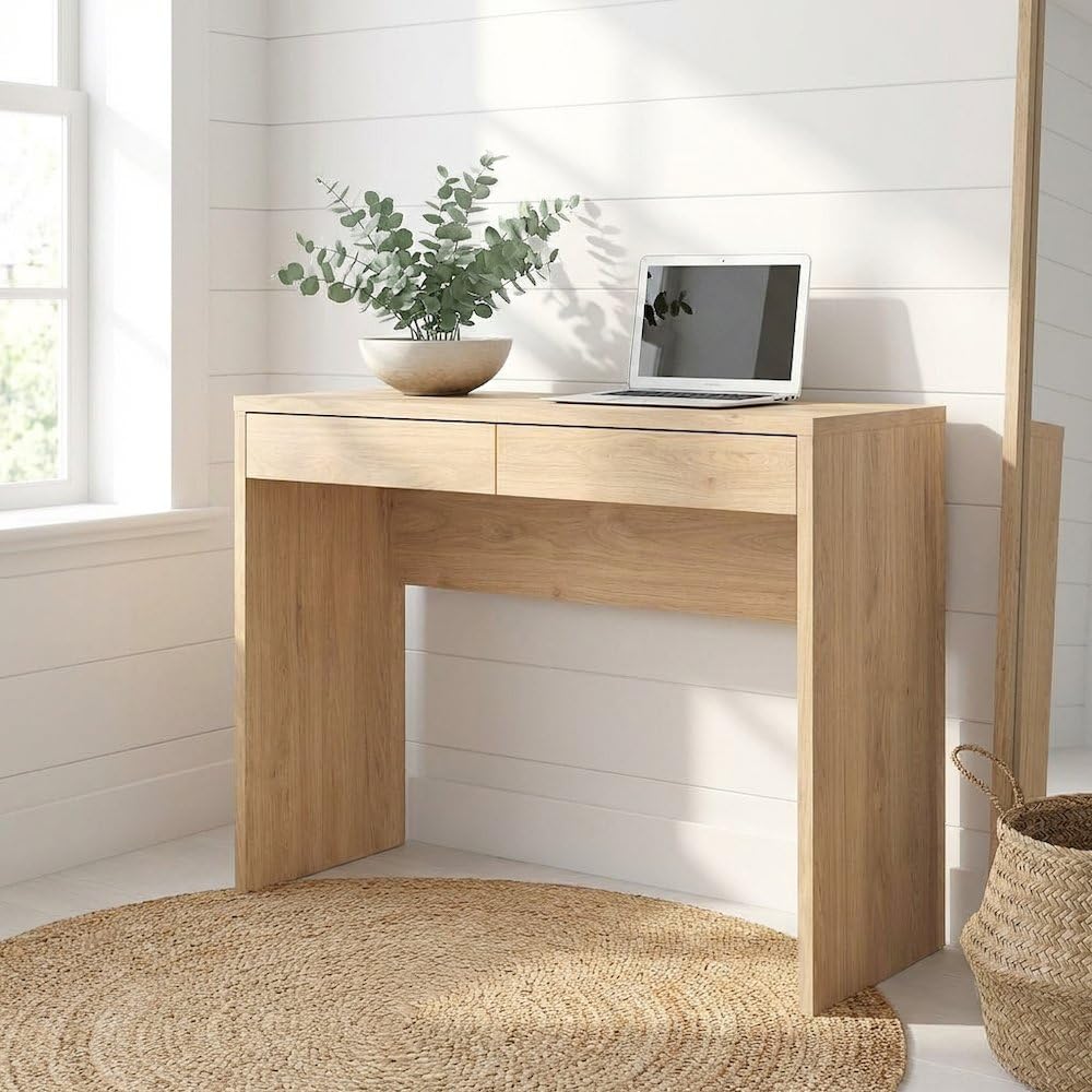 Home Office Work Table - Mesa de escritório em madeira castanha