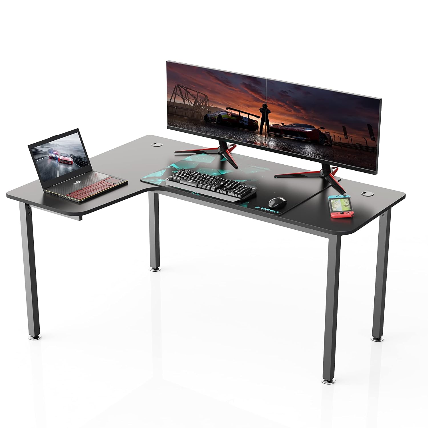 Home Office Work Table - Mesa de canto em L preta