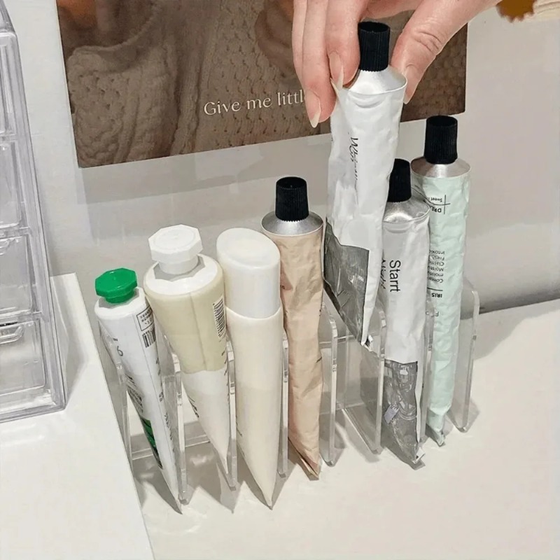 Home Office Work Table - Organizador cosmético de plástico transparente com