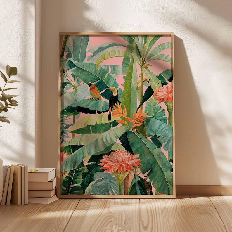 1 pôster retrô tropical em tel - Home Office Or avaliação e preço