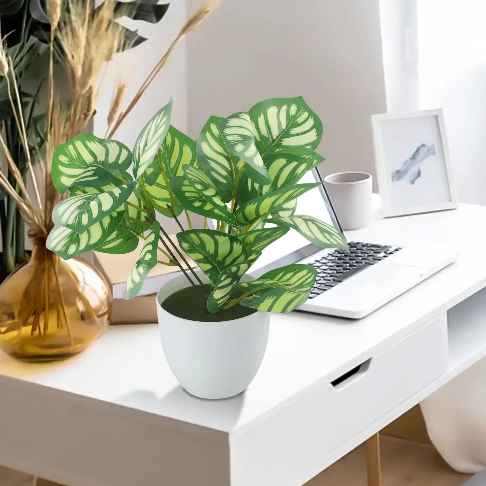 1pc folhagem artificial planta - Home Office Layout avaliação e preço